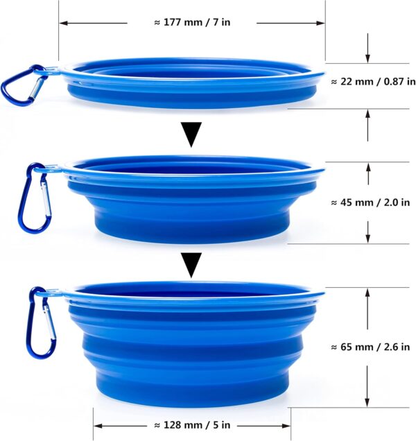 Large Collapsible Dog Bowl, Travel Dog Bowl for Small to Large Dogs（Blue） - Image 3