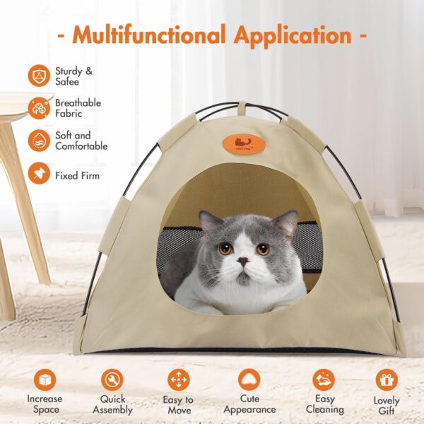 Pets Teepee, Dogs Tent Dog Cat Kennels Cat Bed House Pet Tent for Outside Dog House Outdoor Outside Cat House Indoor Pet Play Houses Dog Shelter with Removable Washable Cushion - Image 2