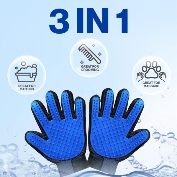 1TO3GO Pet 180 Silicon Tips Grooming Gloves, Dog Bathing Glove (1 Pair - Blue) - Image 6