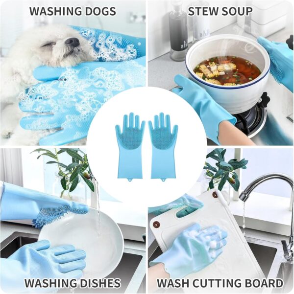 Pet Grooming Glove 2 Pack, Dog Cat Hair Remover Mitt for Bathing & Massage, Deshedding Glove Brush for Long & Short Fur, Ideal for Dogs, Cats, Rabbits, Horses (Left & Right) - Image 5