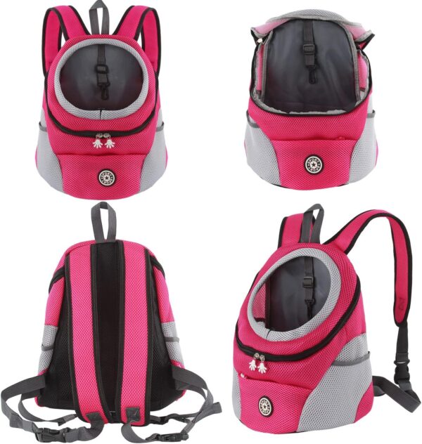 M MUNCASO Dog Carrier Backpack Small Pet Travel Bag Puppy Pet Front Pack with Breathable Head-Out Design and Waterproof Bottom Airline Approved for Outdoor Hiking Travel (S, RoseRed) - Image 2