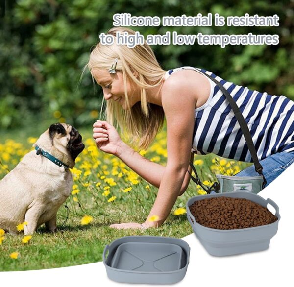 Travel Bowl collapsible 2 Pack dog bowl Large Collapsible Dog Bowls Portable Foldable Expandable Travel Bowl with 2 Carabiner Clip,Premium Quality,Food Grade Silicone,for Hiking,Light gray(1500ml) - Image 4