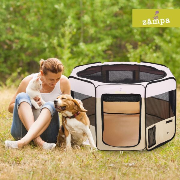 Zampa Puppy Pop Up Small 36"x36"x24" Portable Playpen for Dog and Cat, Foldable | Indoor/Outdoor Kitten Pen & Travel Pet Carrier + Carrying Case | (90 * 90 * 60 CM) - Image 9