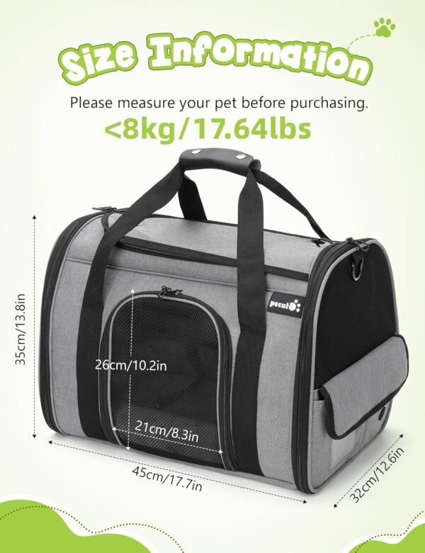 pecute® Pet Carrier Bag Large, Cat Carrier Handbag, Portable Dog Travel Bag, Breathable Mesh Fabric, Suitable for Both Long And Short Trips, Used for Cats and Puppies - Image 2