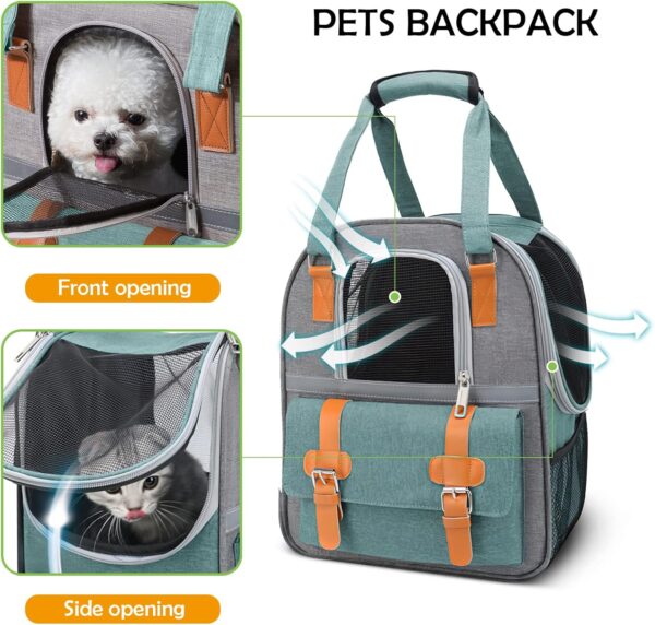 ALLSOPETS Dog Backpack Cat Carrier Bag Travel Pet Backpack Portable Breathable Rucksack Pet Bags Camping Pet Carrying Bag for Small Dog Cats Large Puppy Pet Backpack Green A - Image 4