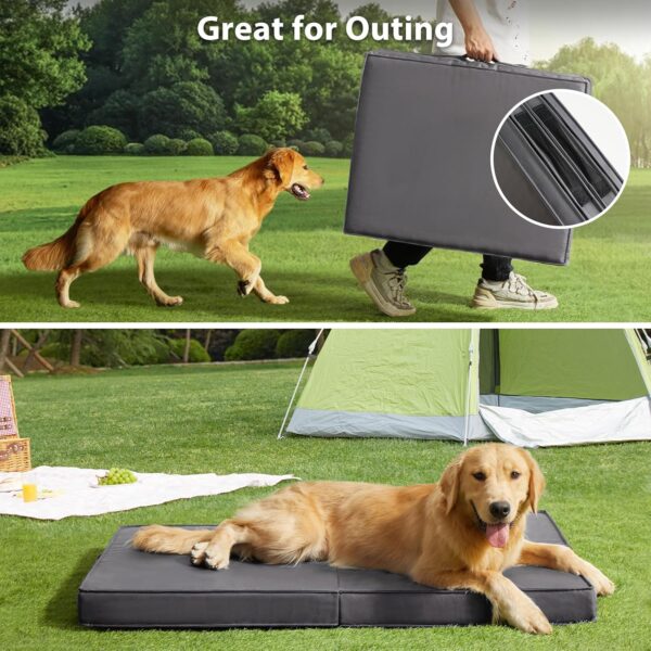 RRPETHOME Waterproof Outdoor Dog Beds Large Sized Dog, Outside Dog Bed for Medium Dogs with Removable Washable Cover, Orthopedic Dog Bed Portable with Sturdy Handle, Camping Dog Bed Mat - Image 2