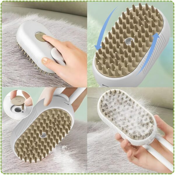 3 in1 Cat Dog Steamy Brush Steam Pet Hair Brush with Release Button Self Cleaning Steam Dog Brush for Massage Cat Grooming Brush for Cats Dogs Pets Hair Removal - Image 4