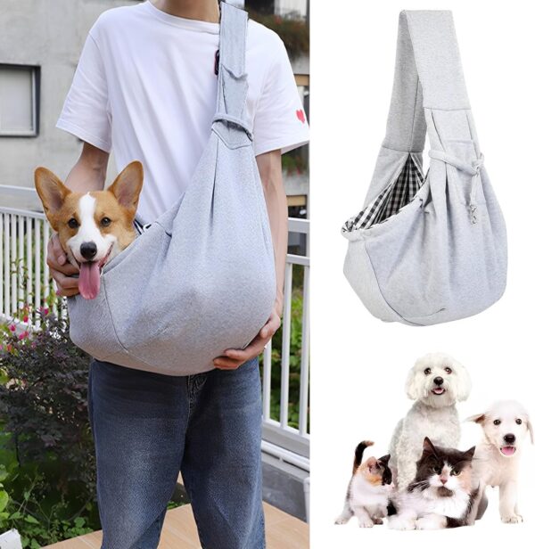 Dog Sling, Puppy Carrier, Puppy Sling, Dog Carry Bag, Puppy Sling Carrier Small Dog, Reversible Carrier and Hand-Free Pet Sling Carrier Walking Outdoor Travel, for Cats and Dogs (grey) - Image 7