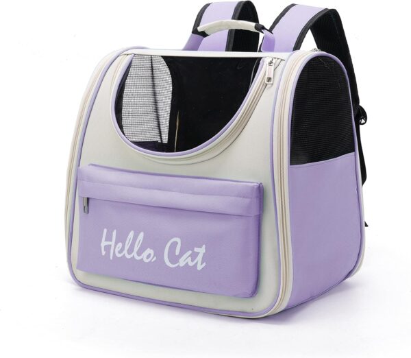 Sipobuy Pet Cute Foldable Capsule Backpack for Small, Medium Cats, Puppies, Dogs, Transparent, Breathable, Heat Resistant Carry Bag for Travel, Hiking, Camping (Purple) - Image 2