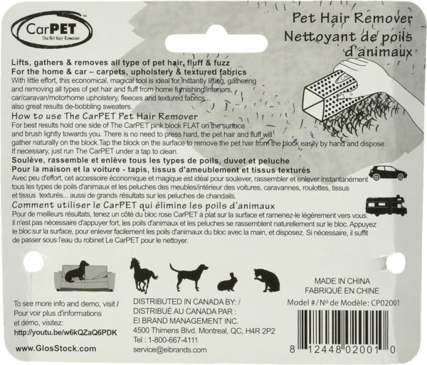 CarPet Pet Hair Remover - Works Perfectly To Remove Dog, Cat & Other Pet Hair from Clothing, Soft Furnishings, Car Interiors, Carpets, Bedding or Any Fabric - Pink - Image 7