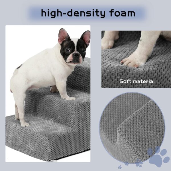 Dog Stairs, Portable Pet Stairs 3-Step Anti-Slip Rubber Bottom Memory Foam Dog Steps with Removable Washable Cover for Smaller & Elder Pets, Steps for Dogs - Image 6