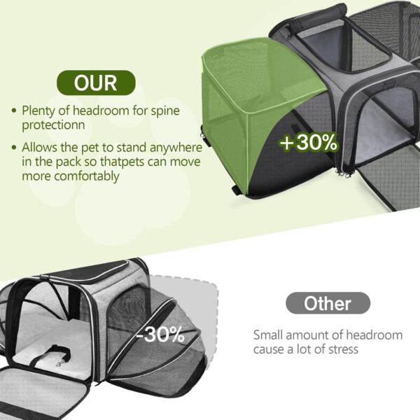 Pecute Cat Carrier Expandable, Extra Large Pet Carrier Bag, Foldable Cat Carrier bag with Breathable Mesh, Pet Carrier Transport Bag for Dogs and Cats, with Shoulder Strap and Pet Bowl - Image 2