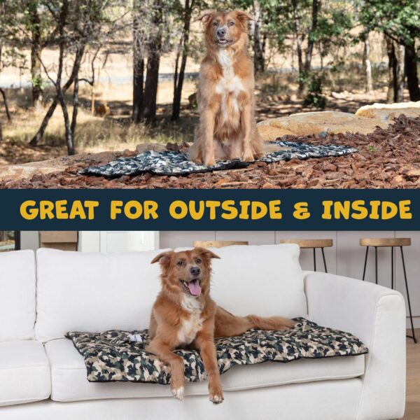 Travel Dog Bed - Outdoor Dog Beds for Camping - Portable with Clip-On Carrying Strap Provides Comfort for Dogs When Traveling - Camo Print 43” x 26” - Image 4