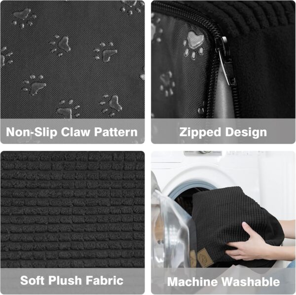 2-Steps Dog Stairs for Sofa Bed, Non-Slip Foam Pet Ramp for Small Injured Dogs and Cats, Portable Pet Ladder with Removable and Washable Plush Cover,Send Lint Roller Set Black - Image 4