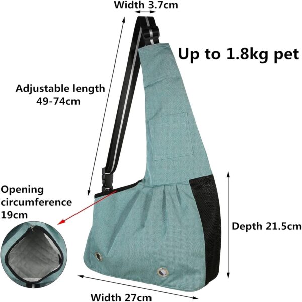 SLSON Pet Sling Carrier Hands-free Sling Pet Dog Cat Carrier Bag with Adjustable Shoulder for Cat and Small Dog Outdoor and Travelling, comes with Collapsible Dog Bowl, Small Size, Green - Image 3