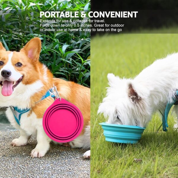 Dog Bowl Heavy Duty Puppy Bowl With Clip Collapsible Food Water Bowl Foldable Feeding Cup For Dogs Cats Indoor Outdoor Activity Travel Essential Pet Accessories Assorted Colour 15cm Diameter (1Pc) - Image 5