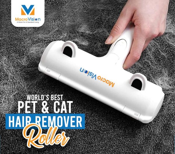 MacroVision Pet hair Remover Roller Reusable Dogs and Cats hair Cleaner Brush, Easy to Use in Bed, Sofa, Rugs, Carpet, and Car. - Image 5