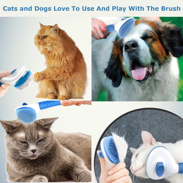 Cat Brush for Shedding and Grooming, Dog and Cat Grooming Brush Slicker Brush with Smooth Handle Pet Grooming Tool with Cat Hair Comb for Loose Fur, Tangles & Dirt for Long/Short Haired Cats (Blue) - Image 7