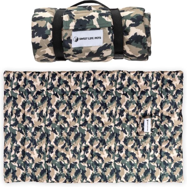 Travel Dog Bed - Outdoor Dog Beds for Camping - Portable with Clip-On Carrying Strap Provides Comfort for Dogs When Traveling - Camo Print 43” x 26” - Image 8