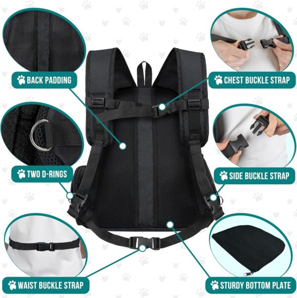 PetAmi Dog Front Carrier Backpack, Extra Ventilated Adjustable Pet Cat Chest Carrier Backpack, Small Dog Carrier for Hiking Camping Travel, Medium Dog Puppy Large Cat Carrying Bag, Max 14 lbs, Black - Image 5