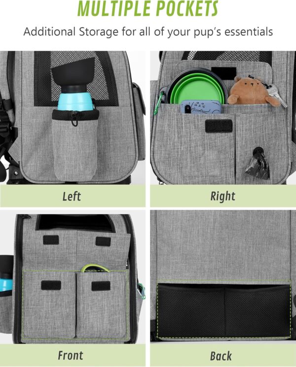 pecute Pet Trolley Backpack, Dog Rucksack Bag on Wheels, Multi-Function Rolling Carrier with Adjustable Height, Multi-Pockets Breathable Pet Travel Carrier for Cats & Dogs (Grey, XL) - Image 9