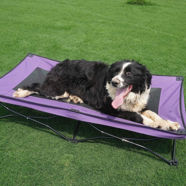 YEP HHO 47 Inches Long Elevated Folding Pet Bed Cot Travel Portable Breathable Cooling Textilene Mesh Sleeping Dog Bed (47 Inch (Pack of 1), Purple) - Image 5