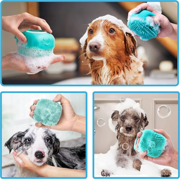 Soft Silicone Dog, Dog Shampoo Brush, Dog Bath Brush, Multi-Functional Bath, Dog Brush, Pet Massage Tool and Shampoo Dispenser for Dogs and Cats, Pets Shower and Grooming Tool (Blue) - Image 8