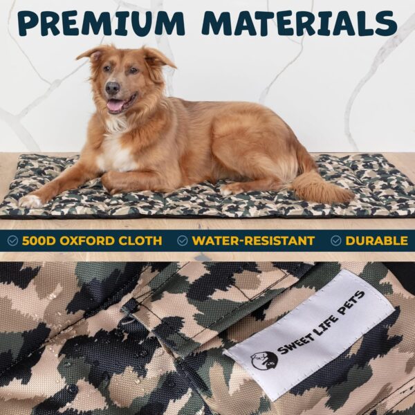 Travel Dog Bed - Outdoor Dog Beds for Camping - Portable with Clip-On Carrying Strap Provides Comfort for Dogs When Traveling - Camo Print 43” x 26” - Image 3