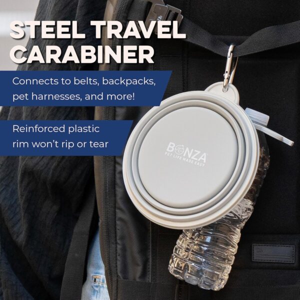 Bonza Large Collapsible Dog Bowl 1000 mL, Sturdy Reinforced Rim, Includes Carabiner & Water Bottle Holder Keychain - Image 4