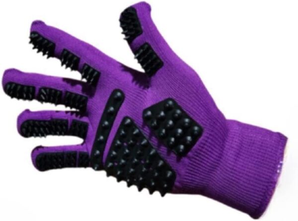 Barn Bug pet Grooming Gloves - Bathing - Gentle Shedding Brush for Long and Short Hair Cats, Dogs, Horses - Hair Remover - Easy to use - Single Right Hand Glove - 5 Colors (Purple)