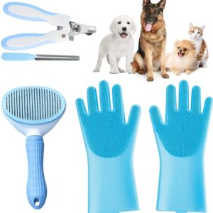 Begator Pet Washing Bathing Grooming Gloves Dog Cat Hair Remover Brush Hair Removal Gloves Pet Nail Nail Clippers - 3 in 1 Pet Washing Bathing Grooming Kit