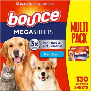 Bounce Pet Fresh Dryer Sheets - Pet Hair & Lint Guard - Mega Sheet - One (1) Box 80ct