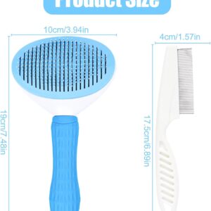 Bwetomk Dog Brush Cat Brush Grooming Comb Fine Tooth Comb, Self Cleaning Cat Dog Slicker Brushes with Smooth Handle,Pet Grooming Tool for Cat Dog Shedding Tool Massage Clean Tangled Brush (Blue)