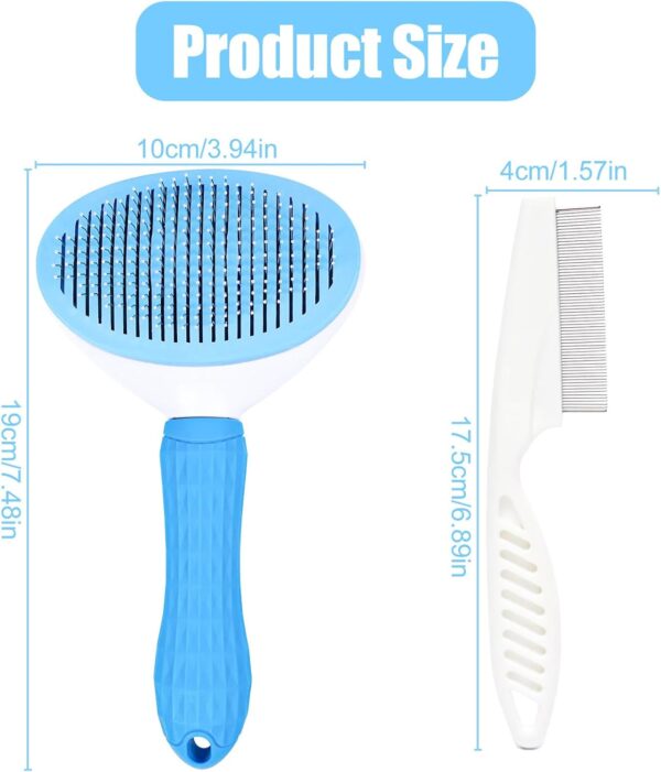 Bwetomk Dog Brush Cat Brush Grooming Comb Fine Tooth Comb, Self Cleaning Cat Dog Slicker Brushes with Smooth Handle,Pet Grooming Tool for Cat Dog Shedding Tool Massage Clean Tangled Brush (Blue)