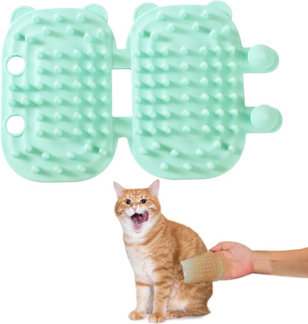 Cat Self Groomer,1 Pcs Double-Sided Self Grooming Cat Brush,Adjustable Silicone Cat Corner Groomer,Cute Bear Shape Cat Corner Brush,2-In-1 Self Cleaning Cat Brush for Corner Table Legs Climbing Frame