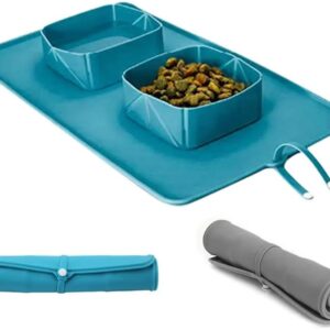 Collapsible Dog Bowls (Roll-up). Dog Food and Cat Food Travel Food Bowls. Foldable and Portable Dog Food Bowls. Dog Food Mat and Cat Food Mat. Dog Hiking Water Dish and Hunting Dog Accessory.