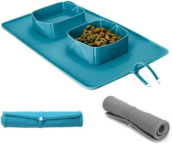 Collapsible Dog Bowls (Roll-up). Dog Food and Cat Food Travel Food Bowls. Foldable and Portable Dog Food Bowls. Dog Food Mat and Cat Food Mat. Dog Hiking Water Dish and Hunting Dog Accessory.