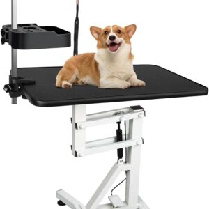 DiDiBirDi 31' Lift Dog Grooming Table, Rotating Desktop Grooming Table for Dogs,Pneumatic Lift Adjustable Small Pet Grooming Station, Anti-Skid Rubber Rotatable Desktop,Pet Grooming Table for Home