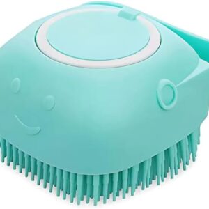 Dog Bath Brush Soft Silicone Shampoo and Massage Dispenser | Pet Grooming Shower Brush for Short & Long-Haired Dogs and Cats | 2-in-1 Bath & Massage Tool for Easy Pet Care