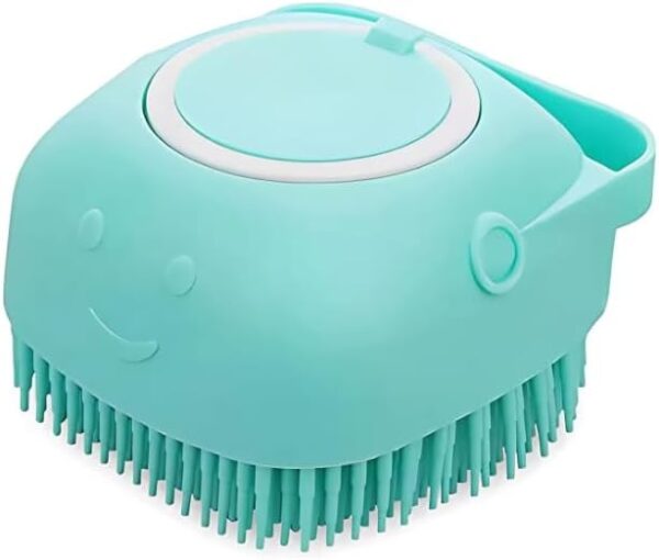 Dog Bath Brush Soft Silicone Shampoo and Massage Dispenser | Pet Grooming Shower Brush for Short & Long-Haired Dogs and Cats | 2-in-1 Bath & Massage Tool for Easy Pet Care