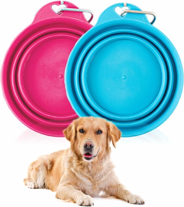 Dog Bowl Heavy Duty Puppy Bowl With Clip Collapsible Food Water Bowl Foldable Feeding Cup For Dogs Cats Indoor Outdoor Activity Travel Essential Pet Accessories Assorted Colour 15cm Diameter (1Pc)