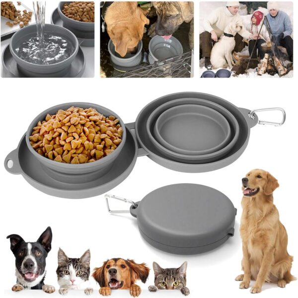 Dog Bowls Portable Collapsible Collapse Silicone Cat Pet Water Food Bowl Dish Dishes for Small Puppy Medium Dogs