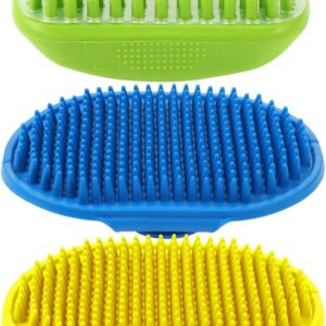 FANTESI 3 Pcs Dog Grooming Brush, Rubber Pet Bath Brush Massage Brush Washing Brush Shampoo Brush for Dogs and Cats with Short or Long Hair