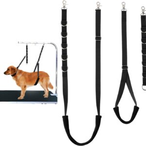 FURSDOLY Dog Grooming Loops Dog Grooming Supplies Dog Grooming Belly Straps Pet Dog Groomer Extension Straps for Pet Dog Grooming Table Grooming Arm (Black)