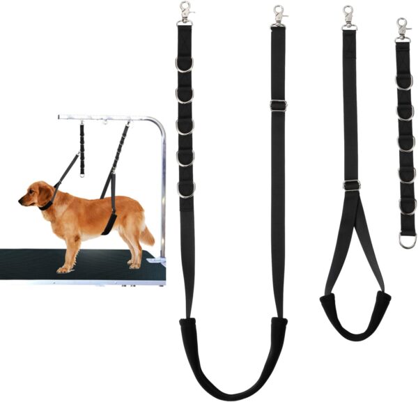 FURSDOLY Dog Grooming Loops Dog Grooming Supplies Dog Grooming Belly Straps Pet Dog Groomer Extension Straps for Pet Dog Grooming Table Grooming Arm (Black)