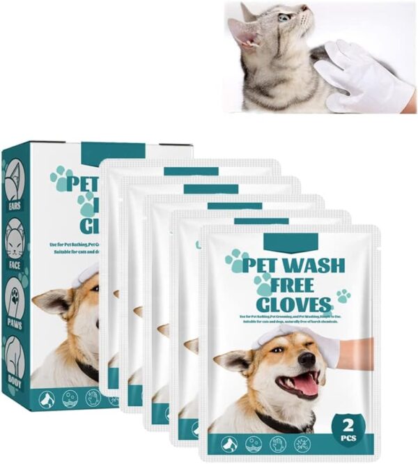 HADAVAKA Pet For Dogs & Cats Cleansing Grooming With Lno Rinse Disposable 5 Fingers Gloves, Pet Cleaning Gloves, No Cleaning, White (3 boxes)