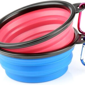 H&S 2 Dog Bowl Collapsible Travel Dog Water Bowl - Portable Cat Pet Silicone Food Bowl Small - Collapsible Dog Bowl - Dog Travel Bowl - Dog Travel Water Bowl - Foldable Dog Bowl - Portable Dog Bowls