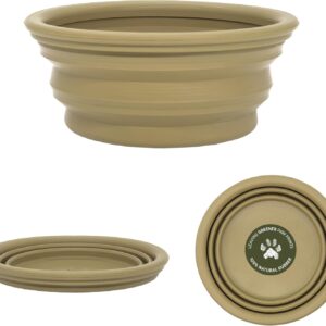 Hevea Collapsible Dog Bowl On The Go - Made from 100% Natural Rubber - Ultra Portable Pocket Sized Water Travel Dog Bowl - Tested and Safe for Your Dog (Hunter Green)