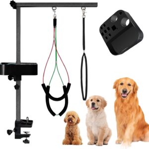 Huioqwe Dog Grooming Table Arm - 35-inch Height Adjustable(20''~35'') with Grooming Tool Tray, Grooming Arm, Loop Noose for Small & Medium Dog Pet Grooming (Multi-Colored, Grooming arm)