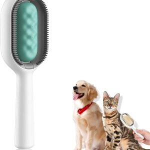 JYTDBCS Pet Hair Removal Comb With Water Tank, Dog Brush Cat Brush for Long Haired Cats Dogs, Multifunctional Pet Cat Hair Remover Brush 3 in 1, Self Cleaning Cat Brush Grooming Brush (Short, Green)